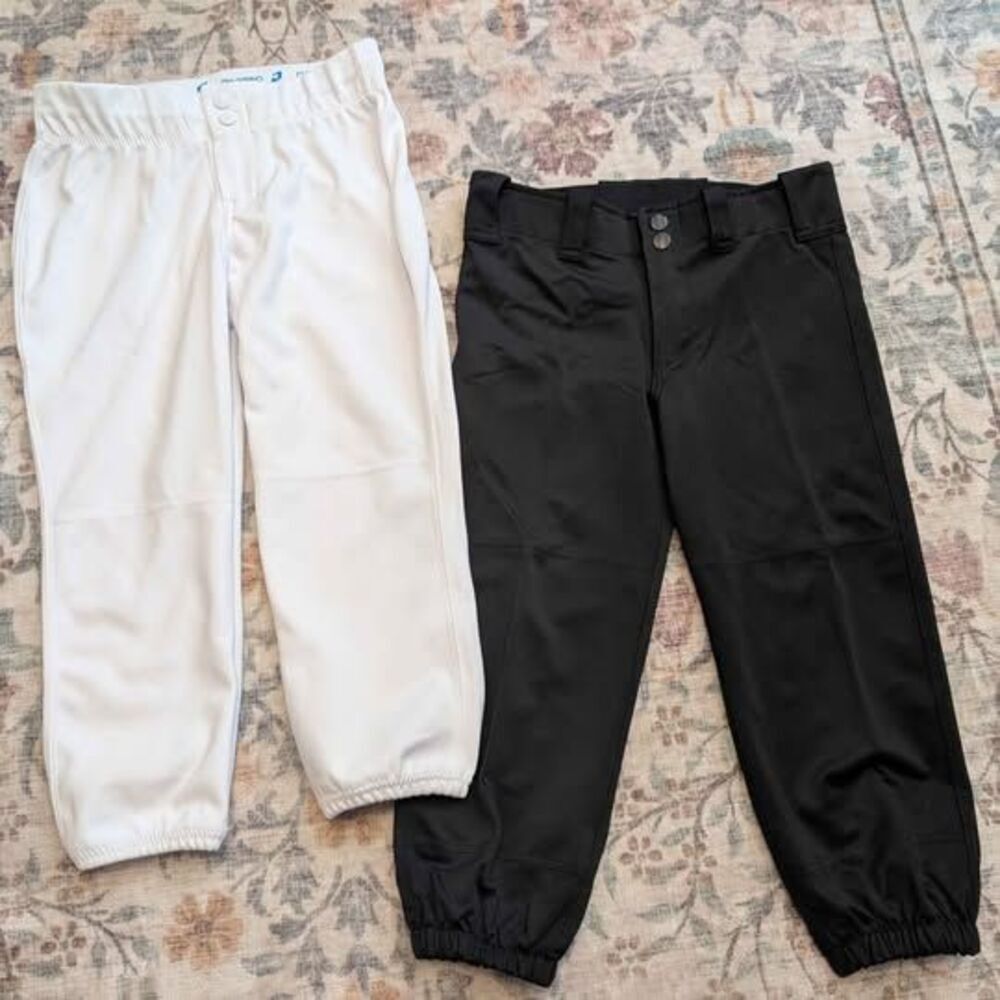 New Girls Softball Pants White and Black 2 Pairs Youth L Sz 10-12 Rip It Champro